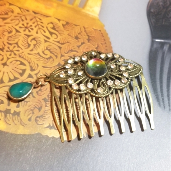 MzMax Creations! "Opulent Grace" OOAK Vintage Encrusted Hair Jewelry - Picture 6 of 6